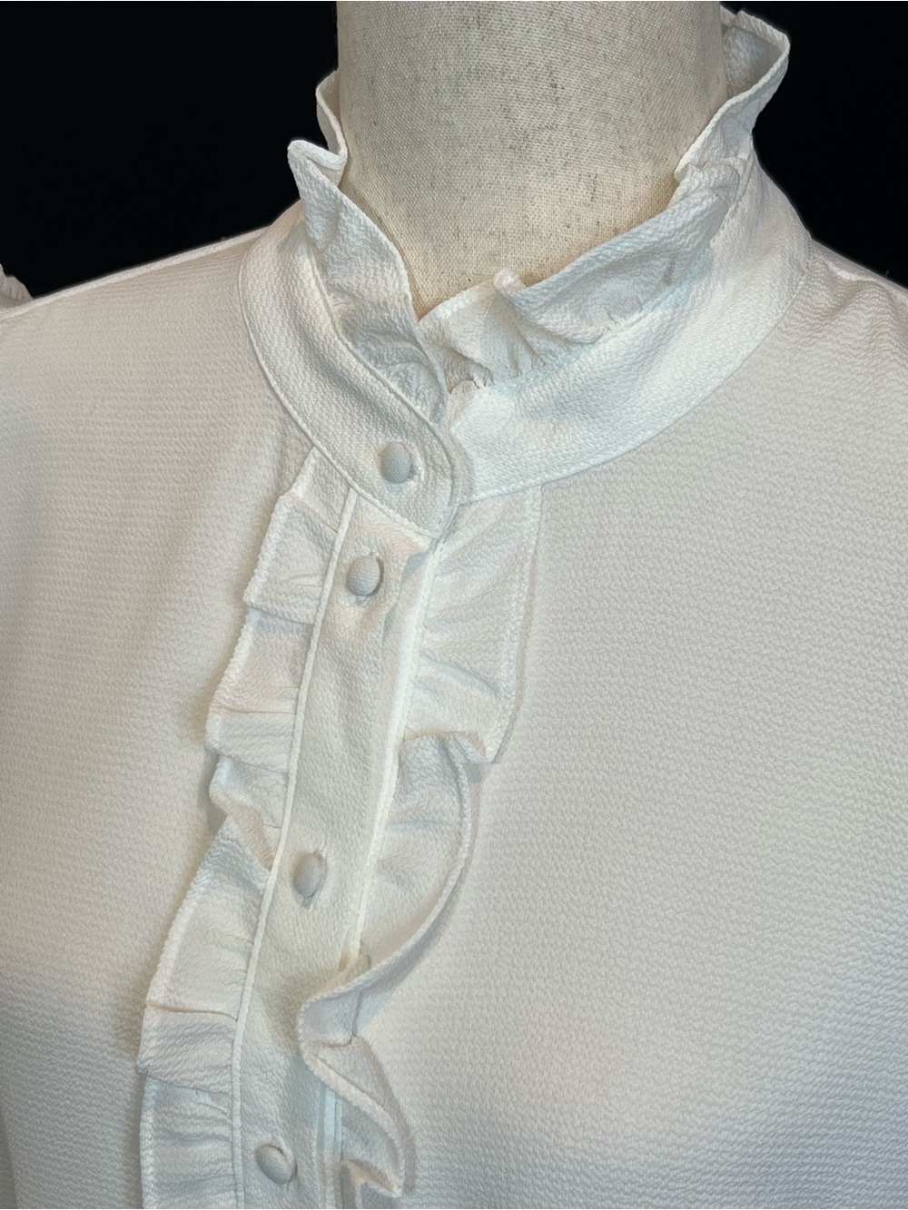 CeCe White Ruffled Button-Front Blouse (NEW) - Picture 2 of 6